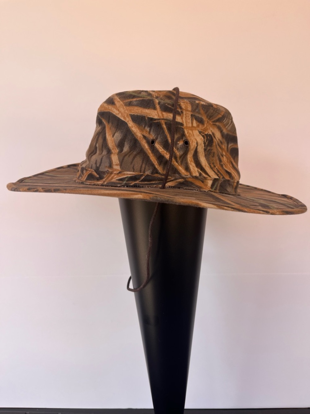 American Outdoorsman Camouflage Wide Brim Hat Brown Black Green XL Unisex Tie